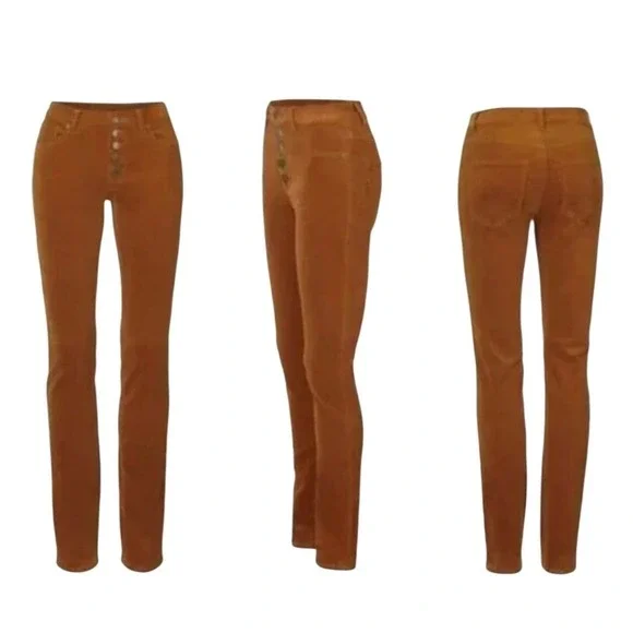 Cabi High Rise Skinny Corduroy Pants Ginger Brown Button Fly Size 6 - Picture 2 of 9